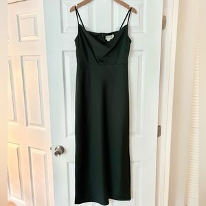 BHLDN Cali Satin Charmeuse Midi Dress (Dark Emerald)